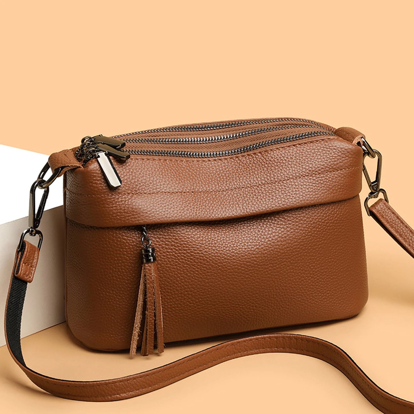 Tassel Multi-Zip Crossbody Bag custom OEM reference 609 - front view