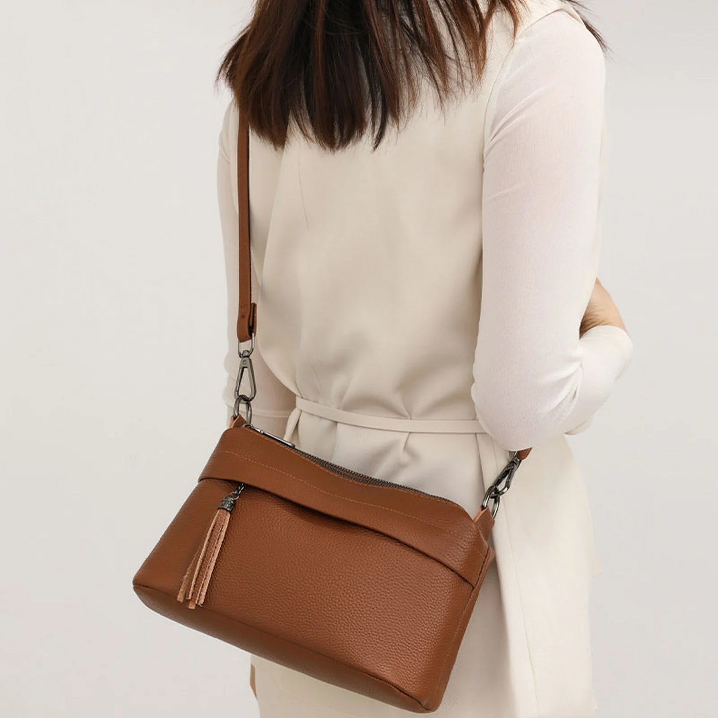 Tassel Multi-Zip Crossbody Bag custom OEM reference 609 - detail view