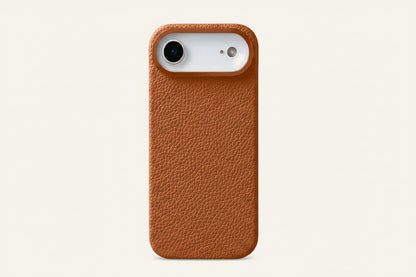 Brown top-grain leather iPhone 17 Air case front view