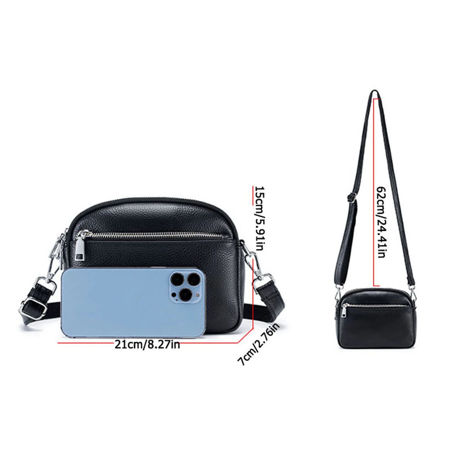 Triple-Zip Camera Crossbody Bag custom OEM reference BL-8081 - detail view