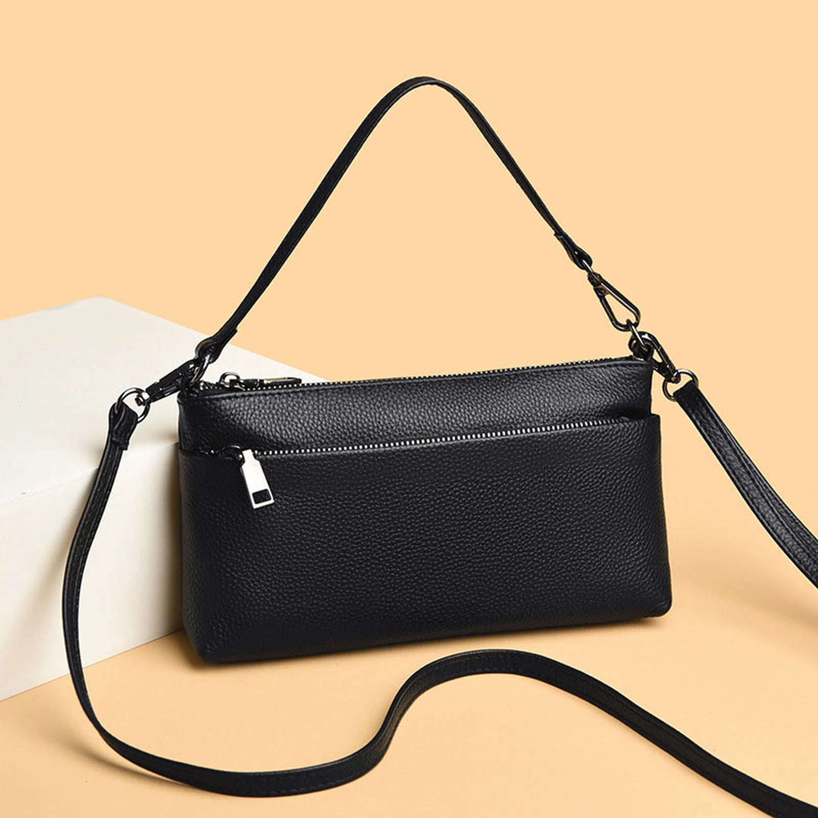 Triple-Zip Slim Crossbody Bag custom OEM reference 0112151 - front view