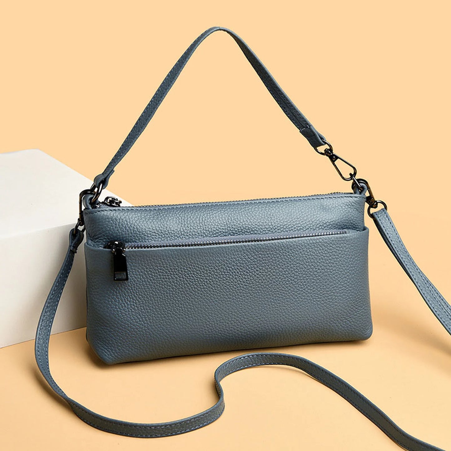 Triple-Zip Slim Crossbody Bag custom OEM reference 0112151 - angled view