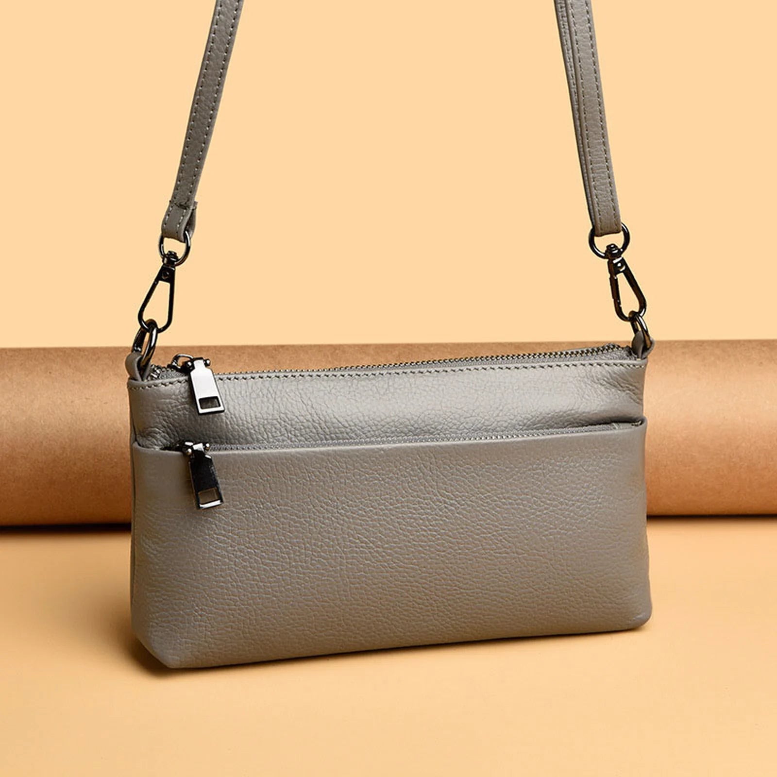 Triple-Zip Slim Crossbody Bag custom OEM reference 0112151 - side or carry view