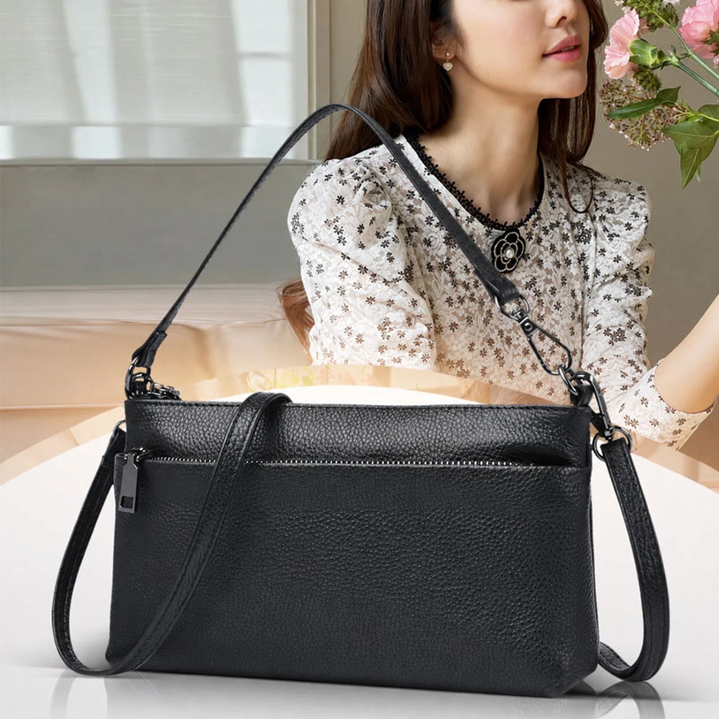 Triple-Zip Slim Crossbody Bag custom OEM reference 0112151 - color or styling view