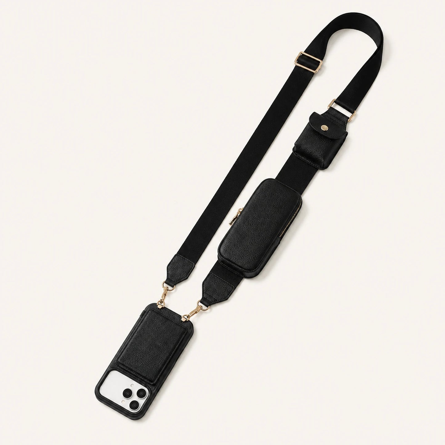 Custom Wide-Strap Storage Crossbody Phone Case structure and component view