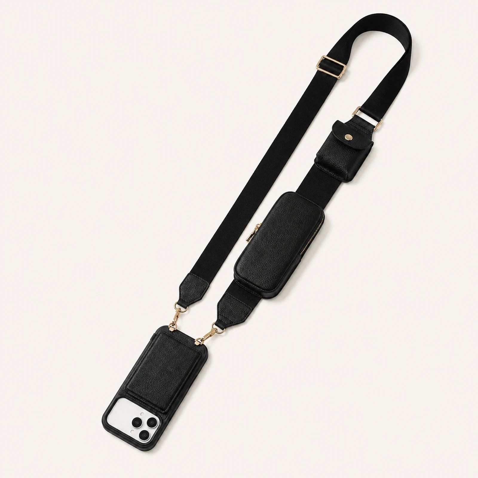 Custom Wide-Strap Storage Crossbody Phone Case structure and component view