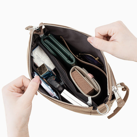 Dual-Zip Genuine Leather Crossbody Bag - image 2