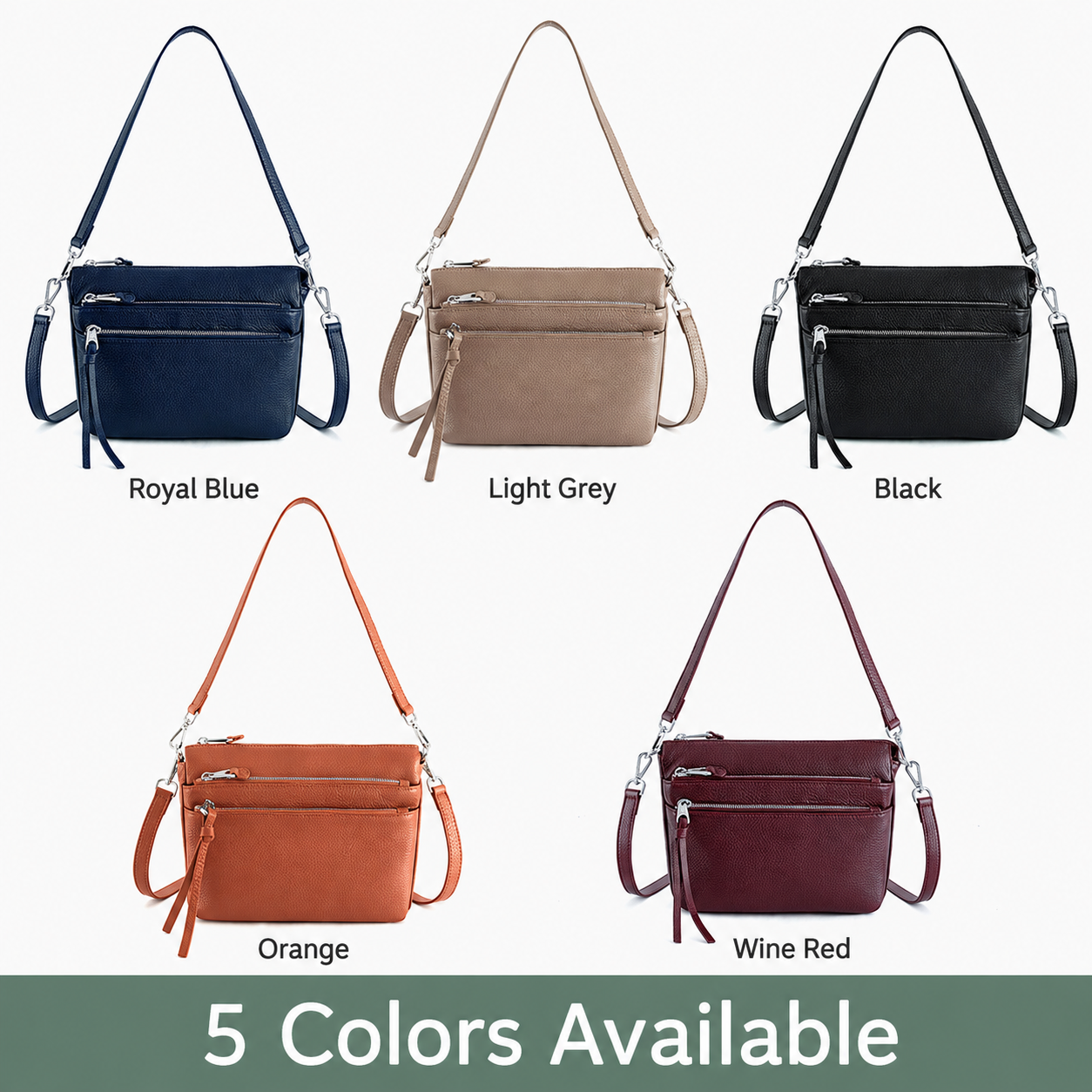 Dual-Zip Genuine Leather Crossbody Bag - image 3