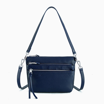Dual-Zip Genuine Leather Crossbody Bag - image 6