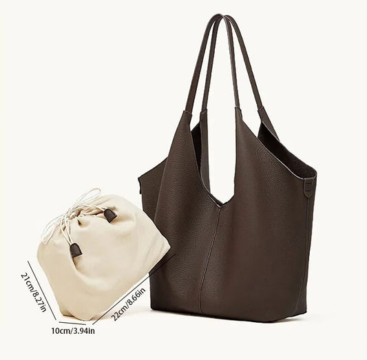 Foldable Genuine Leather Shopping Tote Bag - image 1