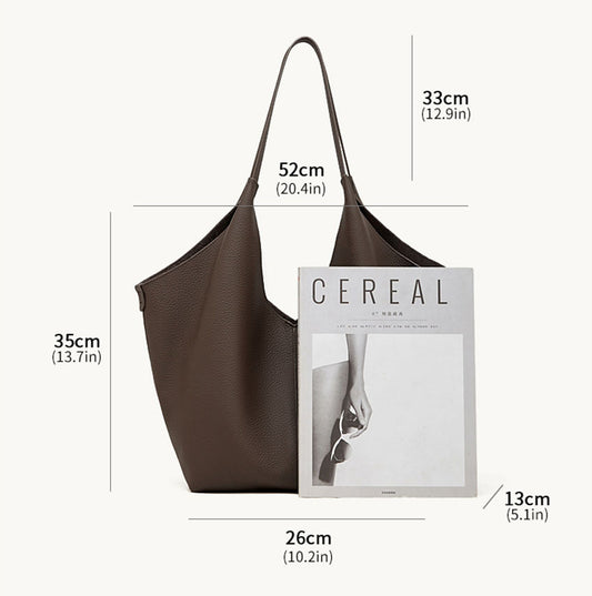 Foldable Genuine Leather Shopping Tote Bag - image 2