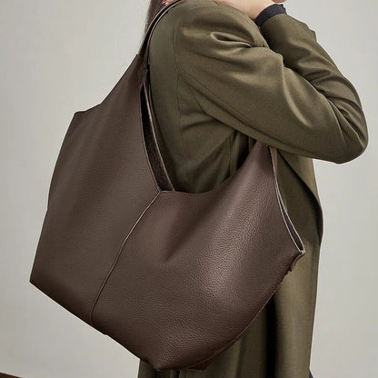 Foldable Genuine Leather Shopping Tote Bag - image 3