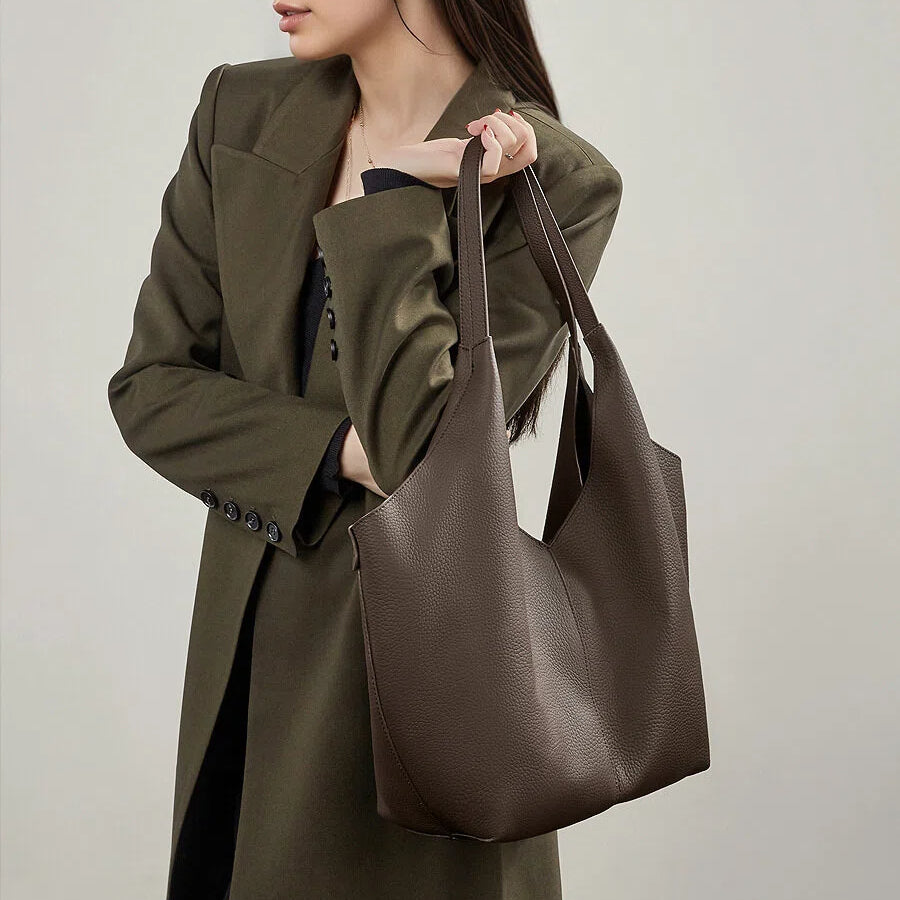 Foldable Genuine Leather Shopping Tote Bag - image 4