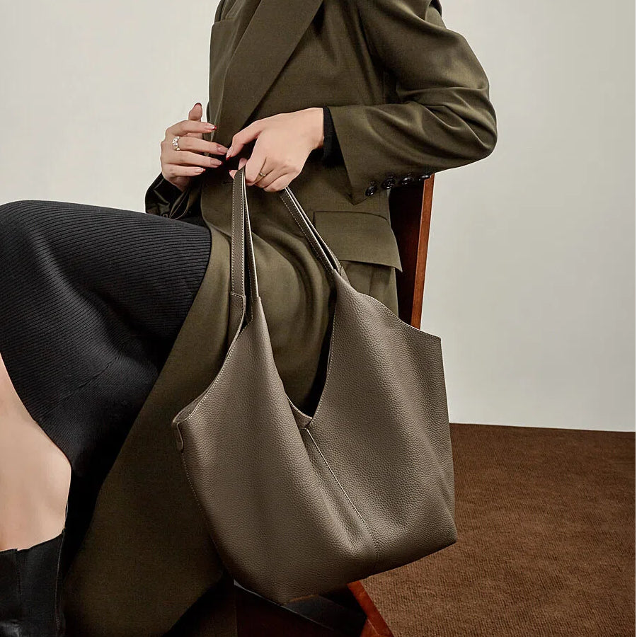 Foldable Genuine Leather Shopping Tote Bag - image 5