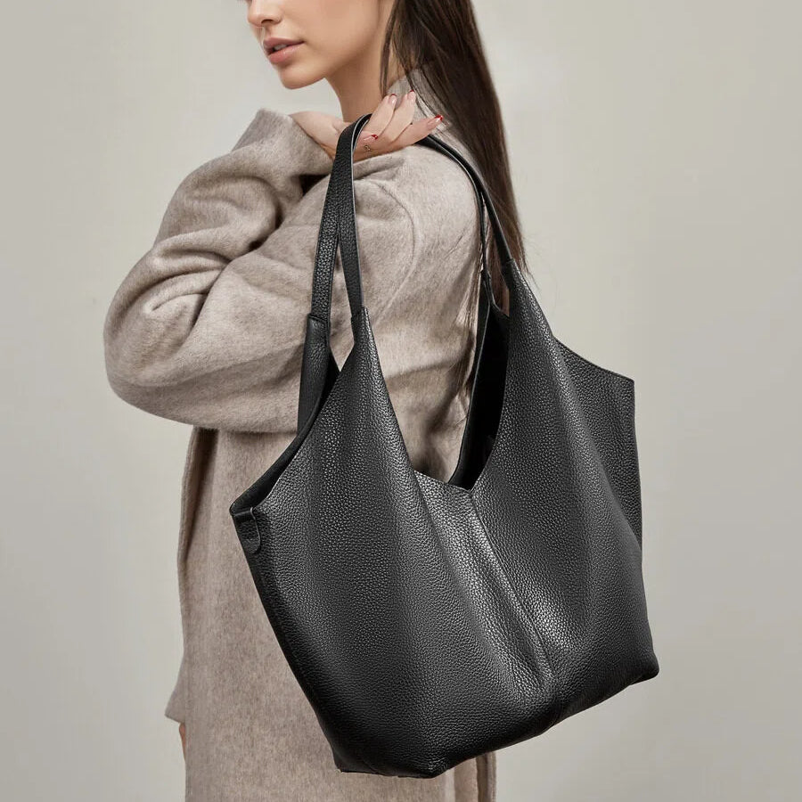 Foldable Genuine Leather Shopping Tote Bag - image 6