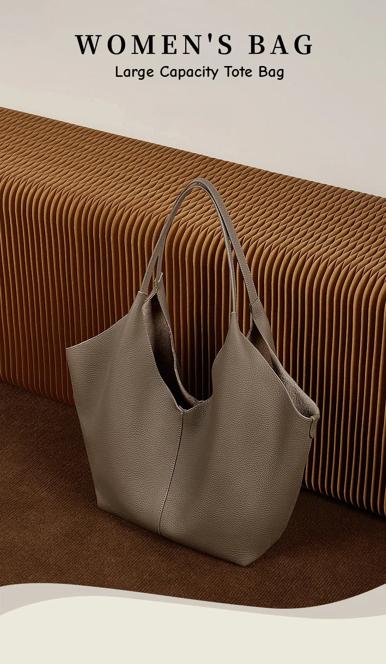 Foldable Genuine Leather Shopping Tote Bag - image 8