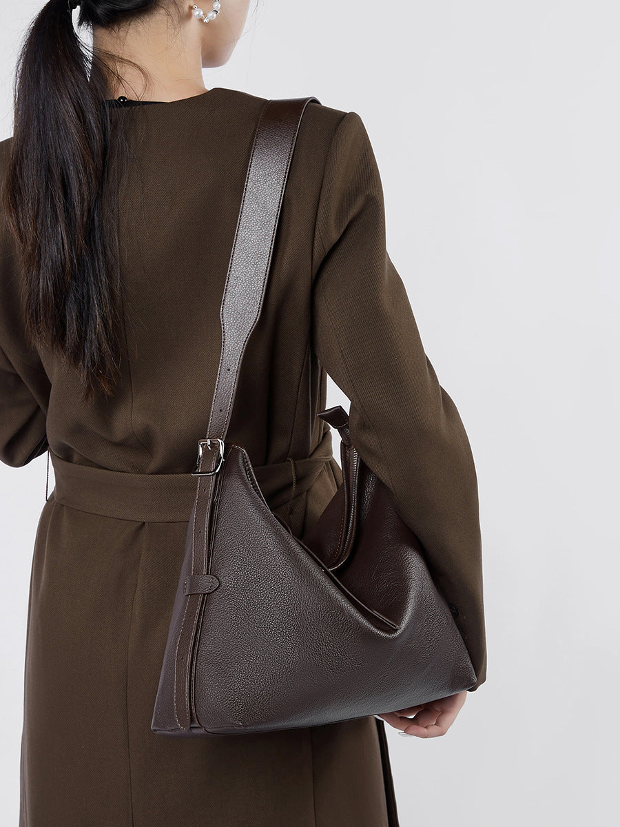 Foldable Genuine Leather Shoulder Tote Bag - image 6