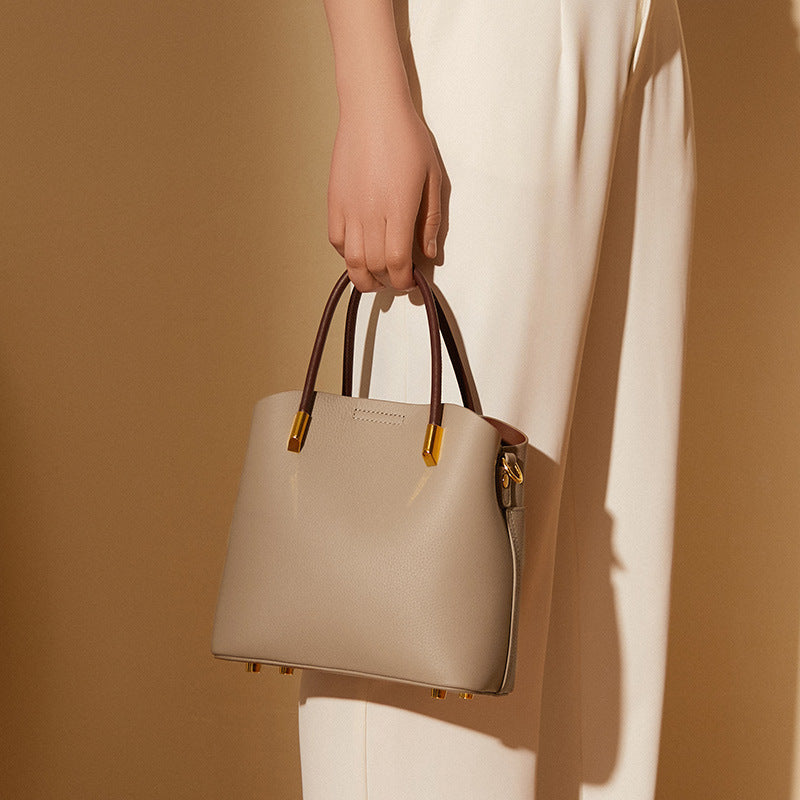 Genuine Leather Boston Satchel Handbag - image 2