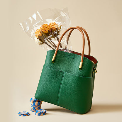 Genuine Leather Boston Satchel Handbag - image 3