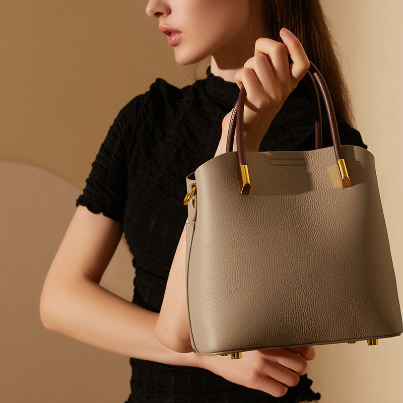 Genuine Leather Boston Satchel Handbag - image 5