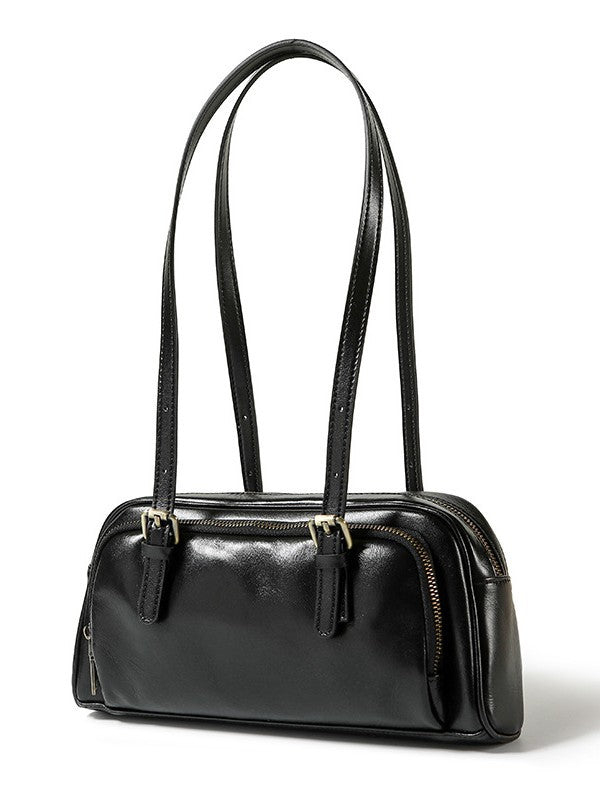 Genuine Leather Bowling Shoulder Bag - image 7
