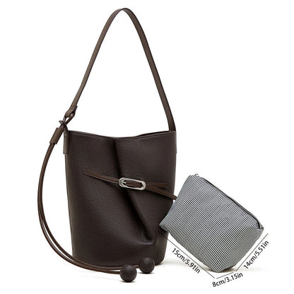 Genuine Leather Bucket Crossbody Bag - image 1