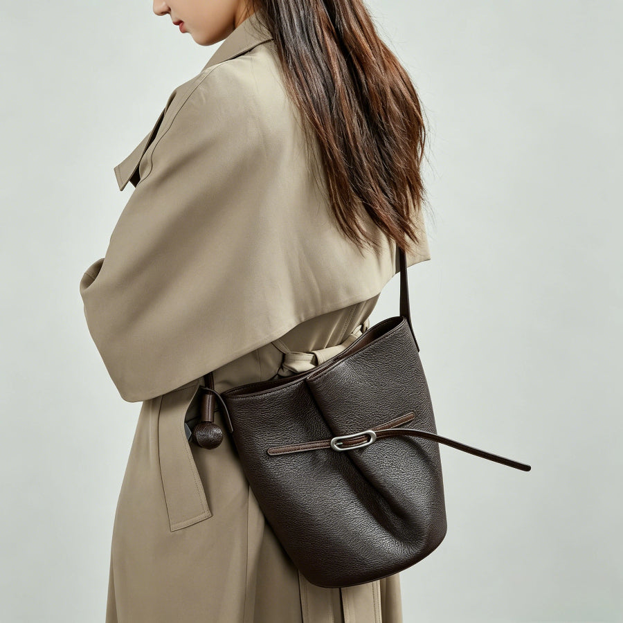 Genuine Leather Bucket Crossbody Bag - image 2