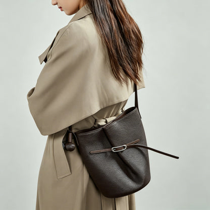 Genuine Leather Bucket Crossbody Bag - image 2
