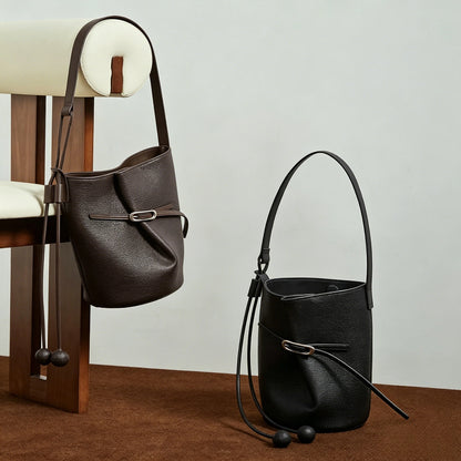 Genuine Leather Bucket Crossbody Bag - image 4
