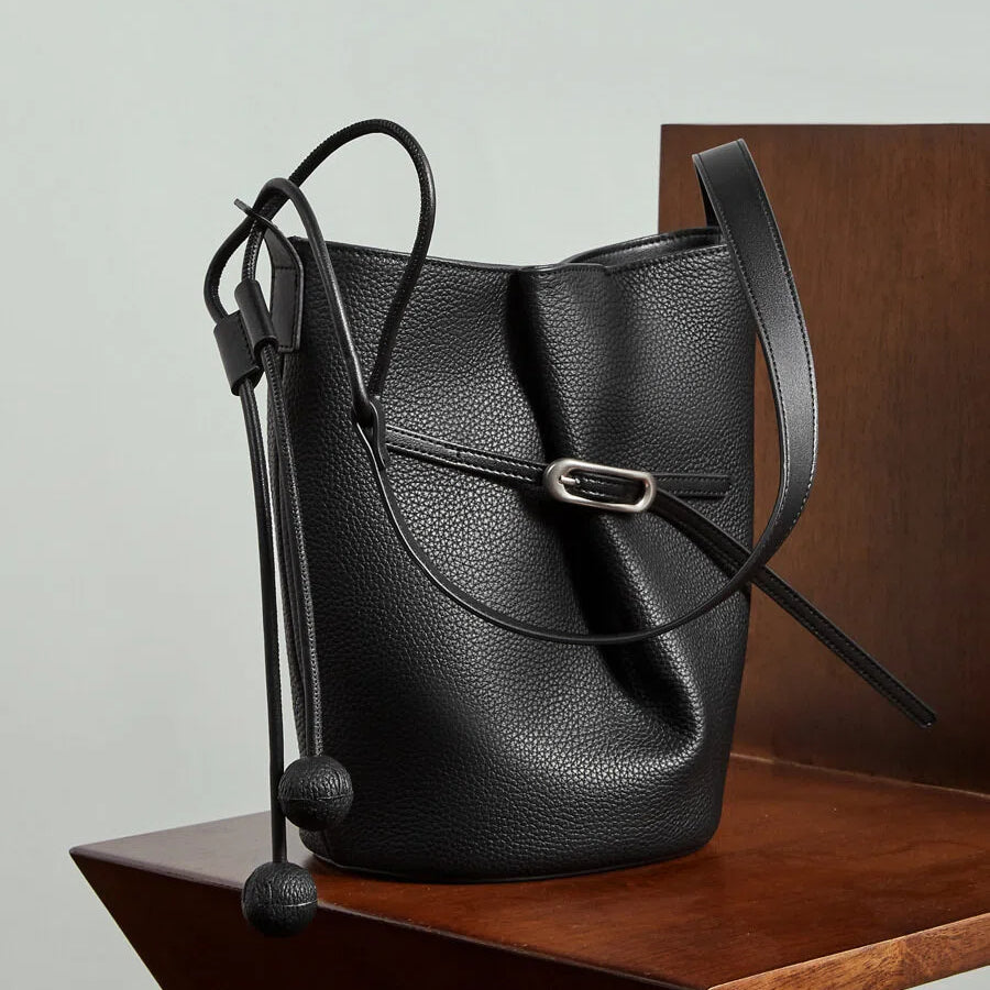Genuine Leather Bucket Crossbody Bag - image 6
