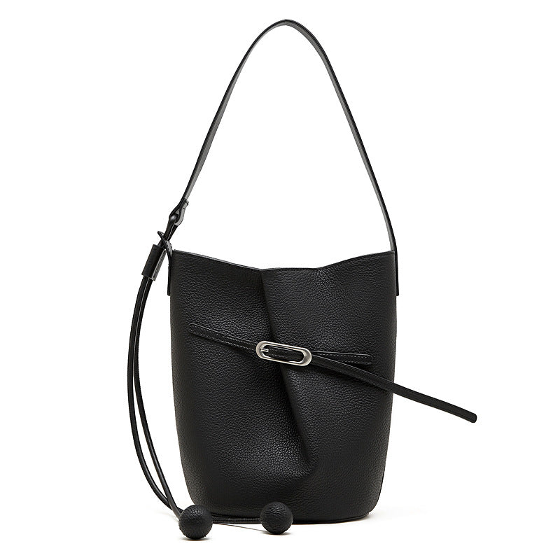 Genuine Leather Bucket Crossbody Bag - image 7