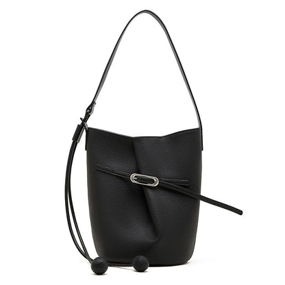 Genuine Leather Bucket Crossbody Bag - image 7