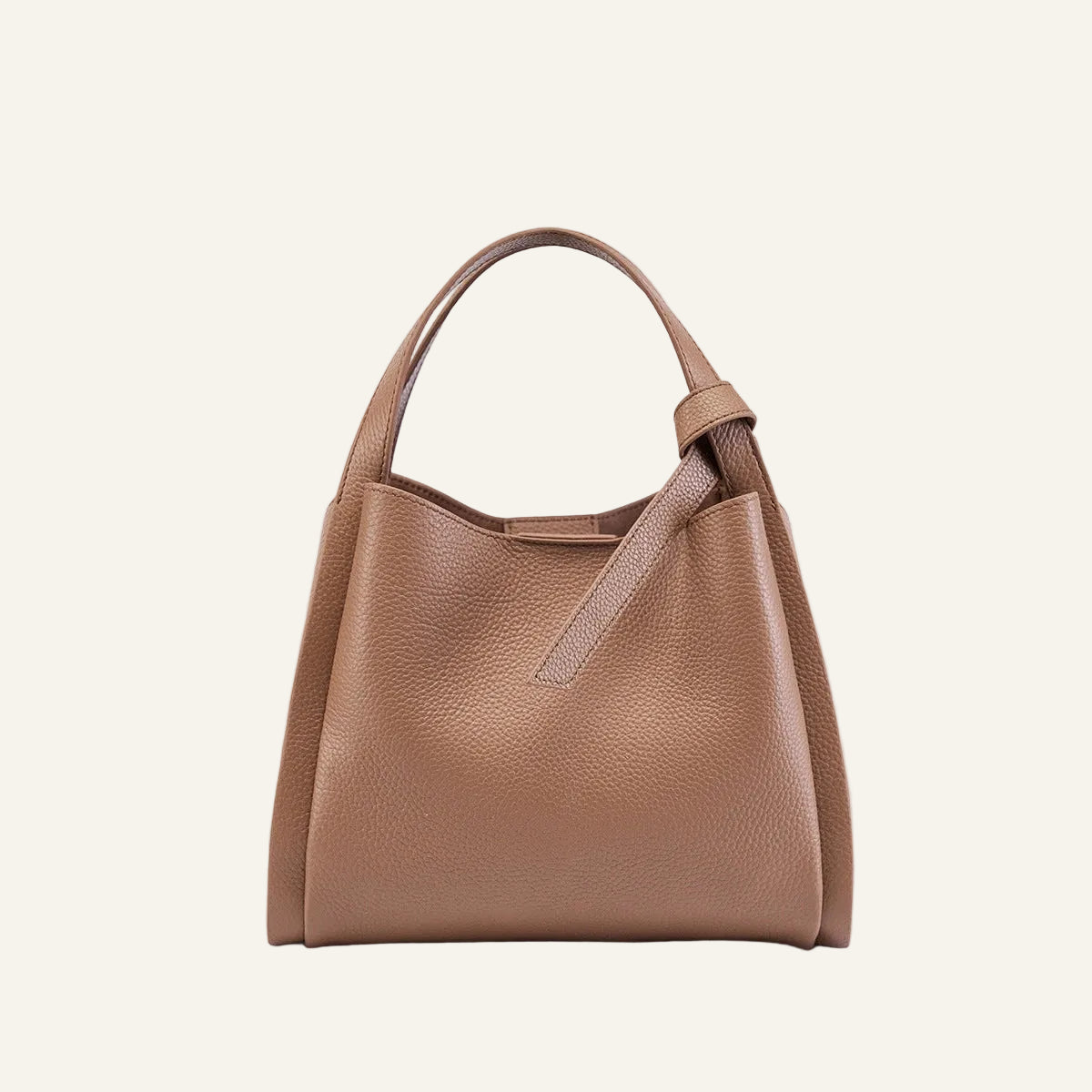 Genuine Leather Bucket Tote Handbag (Wholesale/OEM Manufacturer) - #F6F3ED square main image