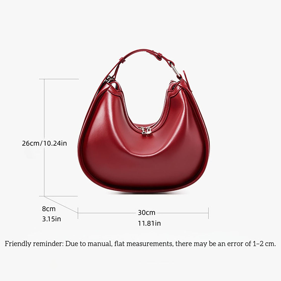 Genuine Leather Crescent Hobo Shoulder Bag - image 1