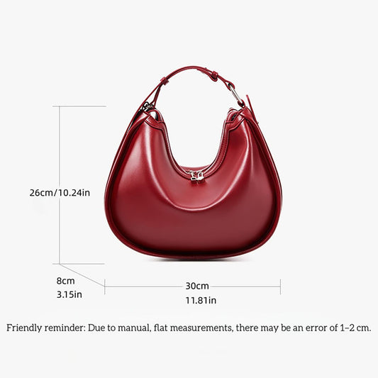 Genuine Leather Crescent Hobo Shoulder Bag - image 1
