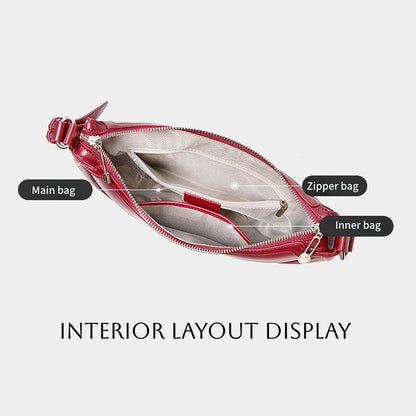 Genuine Leather Crescent Hobo Shoulder Bag - image 2