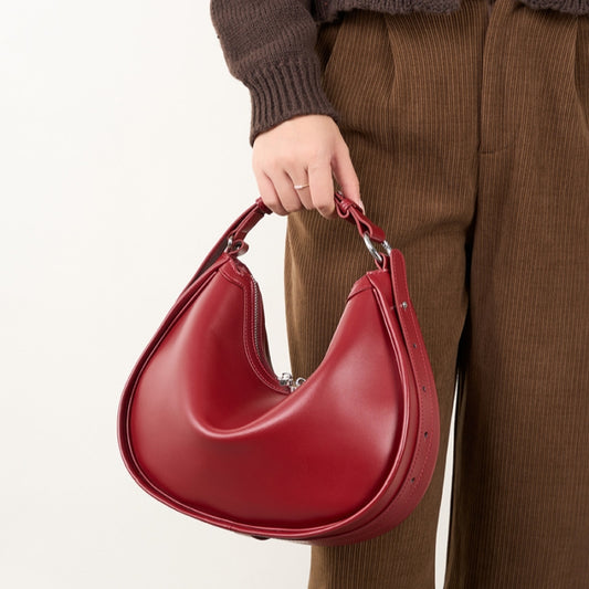 Genuine Leather Crescent Hobo Shoulder Bag - image 3