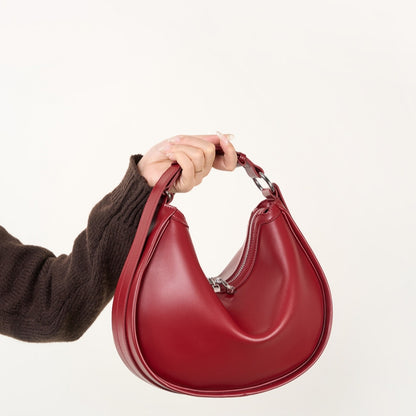 Genuine Leather Crescent Hobo Shoulder Bag - image 4