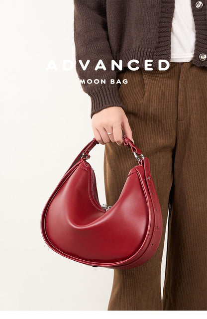 Genuine Leather Crescent Hobo Shoulder Bag - image 8