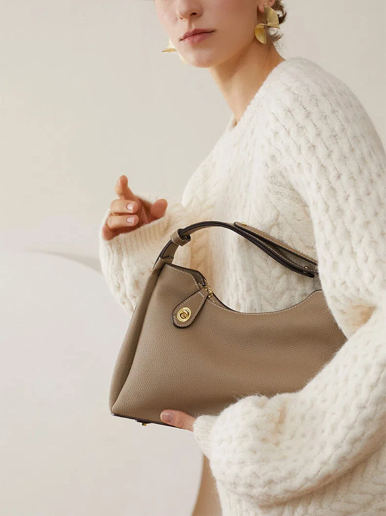 Genuine Leather Crescent Shoulder Bag - image 8