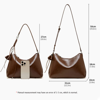 Genuine Leather Crescent Shoulder Bag - image 2