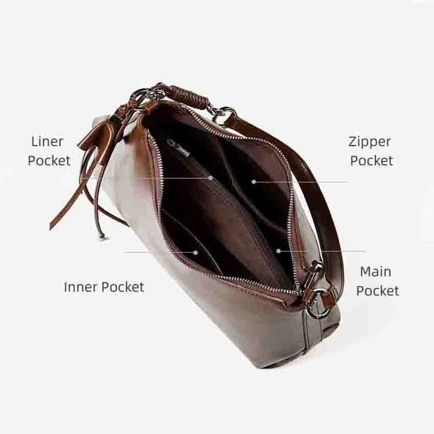 Genuine Leather Crescent Shoulder Bag - image 3