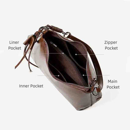 Genuine Leather Crescent Shoulder Bag - image 3
