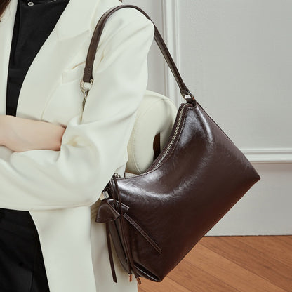 Genuine Leather Crescent Shoulder Bag - image 4