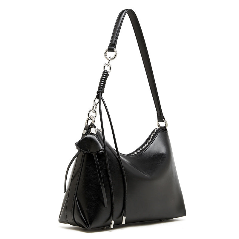 Genuine Leather Crescent Shoulder Bag - image 7
