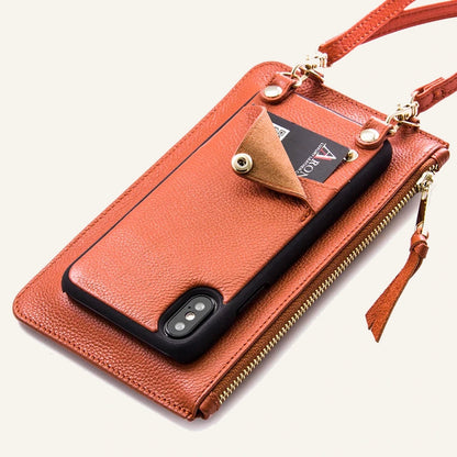Genuine Leather Crossbody Card Slots Wallet Phone Case for Custom Phone Models Style 06 (Wholesale/OEM) - #F6F3ED square main image