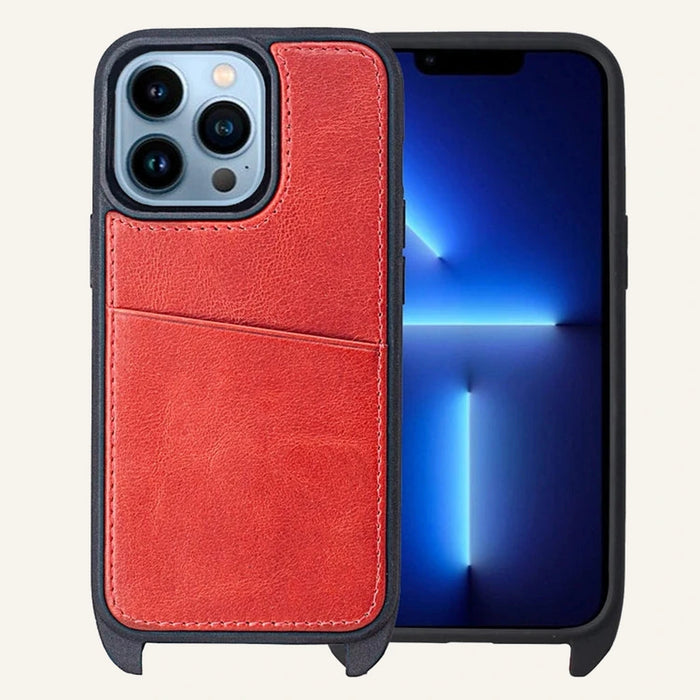 Genuine Leather Crossbody Shockproof Wallet Phone Case for iPhone 13 Series / iPhone 14 Series (Wholesale/OEM) - #F6F3ED square main image