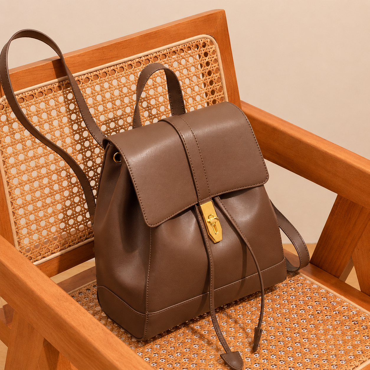 Genuine Leather Drawstring Backpack - image 5