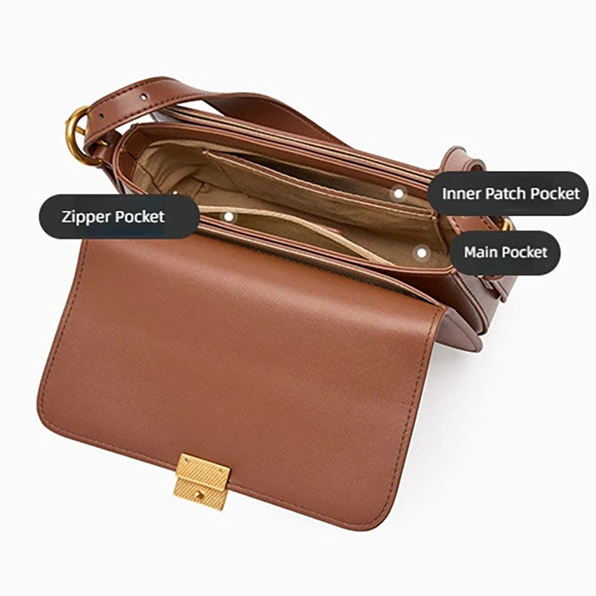 Genuine Leather Flap Crossbody Bag - image 2
