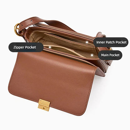 Genuine Leather Flap Crossbody Bag - image 2